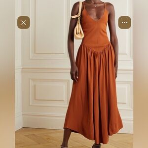 KHAITE Mila basque-waist ponte di Roma-jersey dress M